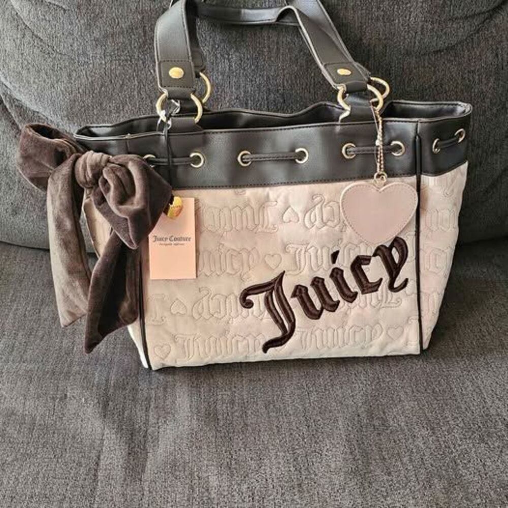 Juicy Couture Velour Bow Tote Bag pink